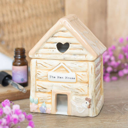 Brûle parfum style cottagecore en forme de poulailler pour huile ou fondants parfumés