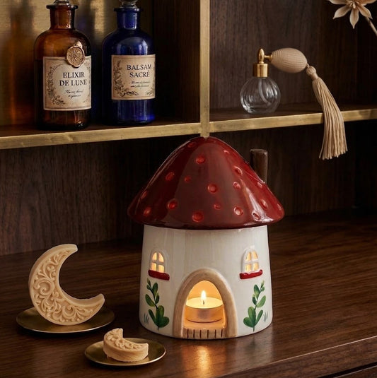 Brûle parfum en forme de maison champignon